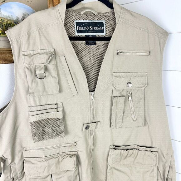Field & Stream Fishing Outdoors Vest Mesh Lined Vented Men's Size XXL Khaki - Picture 3 of 4